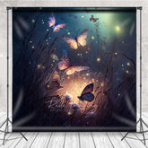 Aperturee Aperturee Enchanted Forest Butterflies Photography Backdrop Magical Glowing Insects at Night Moody and Ethereal Photo Prop